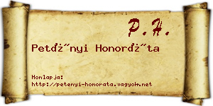 Petényi Honoráta névjegykártya